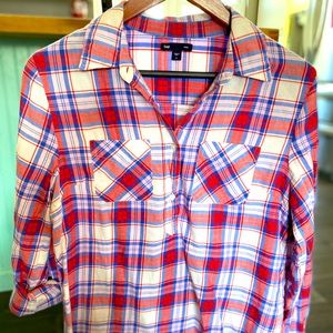 Plaid half button up size S